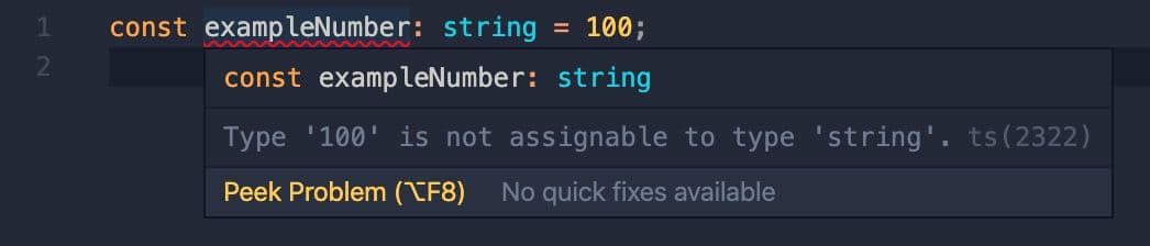 VS Code screenshot of TypeScript error